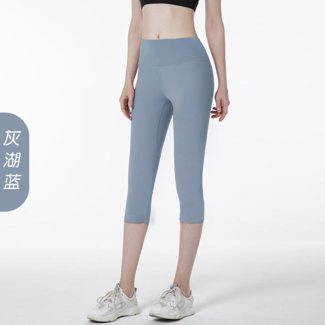 High Waist Yoga Outfit For Women Solid Color Capri Sexy Summer Activewear MT7FK