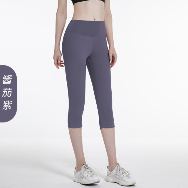 High Waist Yoga Outfit For Women Solid Color Capri Sexy Summer Activewear MT7FK