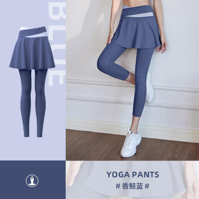 Sexy Yoga Leggings with Skirt For Women Yoga Outfit Solid Color Fitness Supplies MK033
