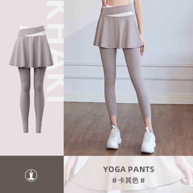 Sexy Yoga Leggings with Skirt For Women Yoga Outfit Solid Color Fitness Supplies MK033