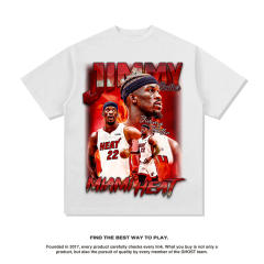 Jimmy Butler Short Sleeve T-shirts Miami Heat Streetwear 8th Seed Upset Basketball Cotton Tops PQ6201B