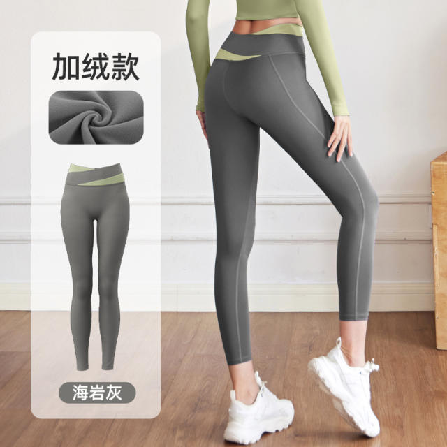 Winter Yoga Outfit For Female High Waist Plush Running Leggings PQMK036
