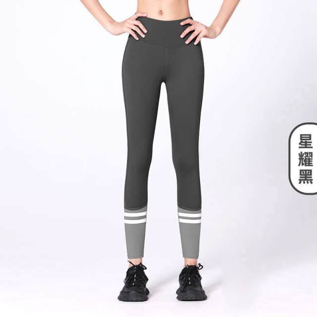 Color Block Yoga Outfit Women High Waist Workout Leggings Sports Outdoor Wear MK015