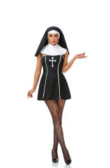 Spooky Nun Costume Day of the Dead Outfit Masquerade Party Game uniform PQ2031