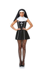 Spooky Nun Costume Day of the Dead Outfit Masquerade Party Game uniform PQ2031