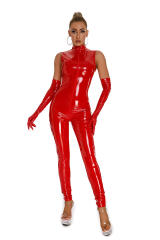 Female Sexy PU Catsuit Faux Leather Jumpsuit Plus Size Zentai Women PQ6845