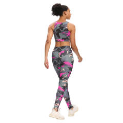 Leopard Camouflage Print Yoga Outfit Sexy Ladies Workout Leggings With Tops PQ9700