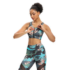 Leopard Camouflage Print Yoga Outfit Sexy Ladies Workout Leggings With Tops PQ9700