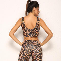 Leopard Print Yoga Outfit Sexy Female Workout Sport Bra With Leggings PQ9228