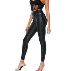 Faux Leather Trousers For Women Sexy Zipper PU Hot Pants PQ66-199
