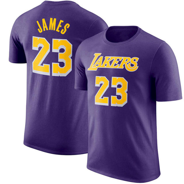 Adult James Tops Los Angeles Lakers Basketball T-shirts Basketball Team Uniform PQT05B