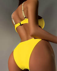 Yellow Floral Bikinis Set For Lady Water Sports Wear Beach Equipment PQ8198