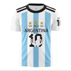 Leo Messi Fans T-shirts For Adult Argentina 3 Three Stars Football Souvenirs Tees PQAR001