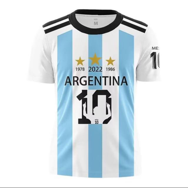 Leo Messi Fans T-shirts For Adult Argentina 3 Three Stars Football Souvenirs Tees PQAR001
