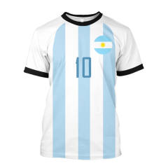 Leo Messi Fans T-shirts For Adult Argentina 3 Three Stars Football Souvenirs Tees PQAR001