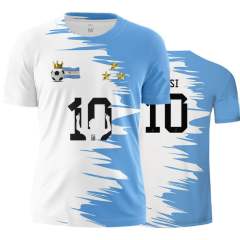 Leo Messi Fans T-shirts For Adult Argentina 3 Three Stars Football Souvenirs Tees PQAR001