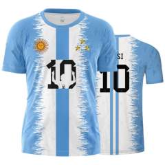 Leo Messi Fans T-shirts For Adult Argentina 3 Three Stars Football Souvenirs Tees PQAR001