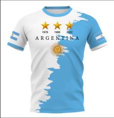 Leo Messi Fans T-shirts For Adult Argentina 3 Three Stars Football Souvenirs Tees PQAR001