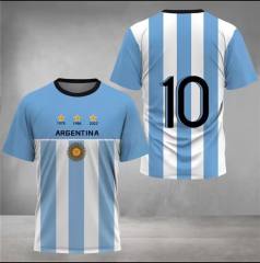 Leo Messi Fans T-shirts For Adult Argentina 3 Three Stars Football Souvenirs Tees PQAR001