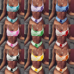 Tie Dyed Bikini Sets Spaghetti Strap Beach Equipment For Women Sexy Swimming Suit PQ1615