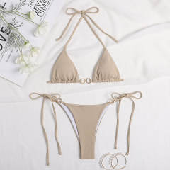 Triangle Bikini Sets For Female Brazilian Swimwear Beach Equipment Halter Swimming Suit PQ20155