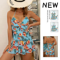Floral Print Two-Piece Separates Women Retro Swimming Costumes Female Bathers PQ1130