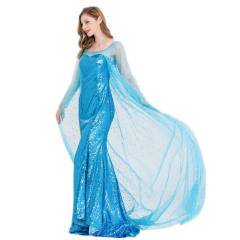 Elsa In Frozen Cosplay Costume Halloween Fancy Dress Woman Snow Queen Uniform PQE008