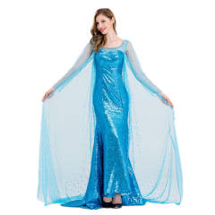 Elsa In Frozen Cosplay Costume Halloween Fancy Dress Woman Snow Queen Uniform PQE008