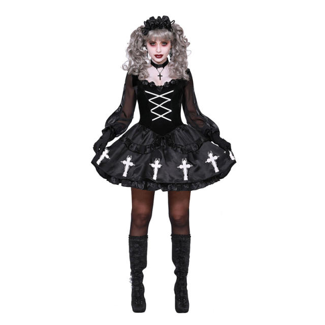 Horror Baby Skeleton Costume Halloween Ghost Psychic Uniform Cosplay Dresses PQ9090