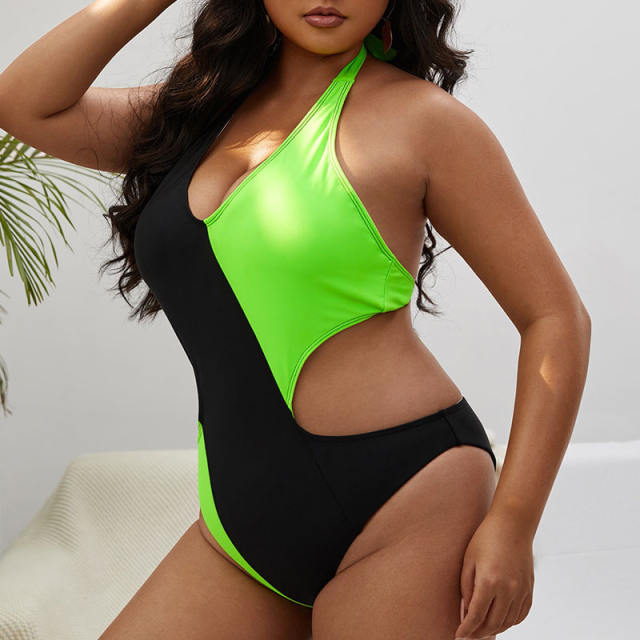 One-Piece Suits For Big Woman Plus Size Swimwear Halter Monokini Lady Bathing Suit PQBY328