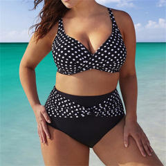 Polka Dot Bikinis Set Spaghetti Strap Plus Size Bathers Brazilian Swimwear PQHF42