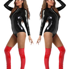 Sexy PVC Bodysuit For Catwoman Faux Leather Teddies Lingerie PQ532