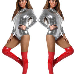 Sexy PVC Bodysuit For Catwoman Faux Leather Teddies Lingerie PQ532
