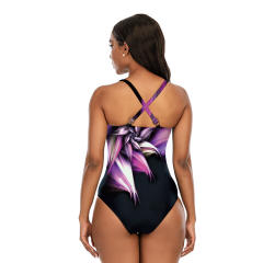 Digital Print One Piece Swimsuit Women Vintage Swimwear Fashion Floral Monokini PQ2104