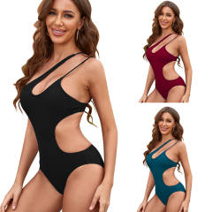 One Shoulder Monokini Leopard One Piece Swimwear Cheetah Print Women Swimsuit PQ224