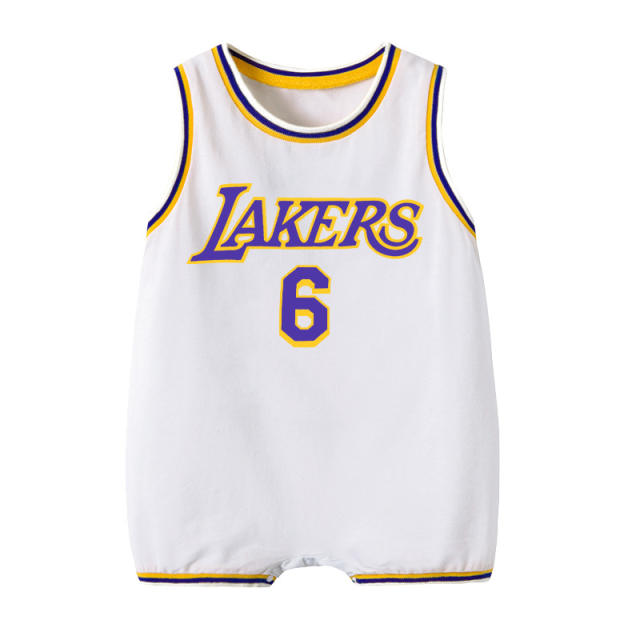 Wholesale Lakers Jersey Basketball Rompers Infants Basketball Jumpers Toddlers PQ5106