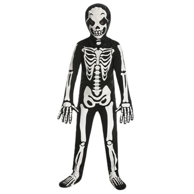 Skull Ghost Bone Cosplay Costume For Kid Children Halloween Uniform PQEE656