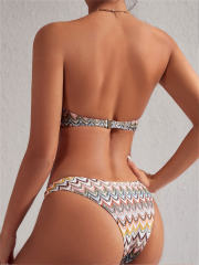 Striped Bandeau Bikinis Set Hot Brazilian Sexy Swimming Costume PQH895