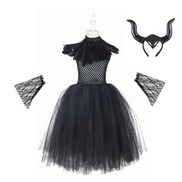 Child Witch Dress Cosplay Costume Girl Halloween Little Devil Fancy Dress PQ1003