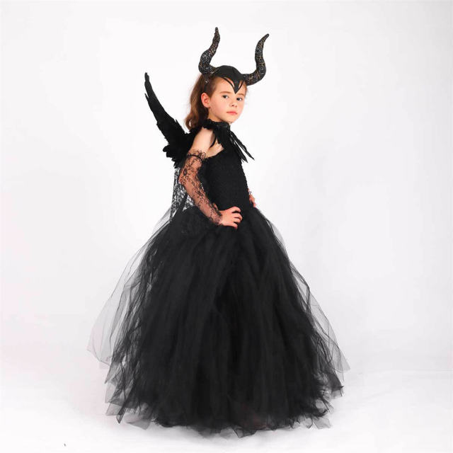 Child Witch Dress Cosplay Costume Girl Halloween Little Devil Fancy Dress PQ1003