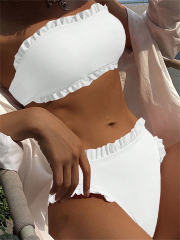 Women's Bandeau Bikinis Solid Color Swimwear Brazilian Sexy Swimming Costume PQ1466
