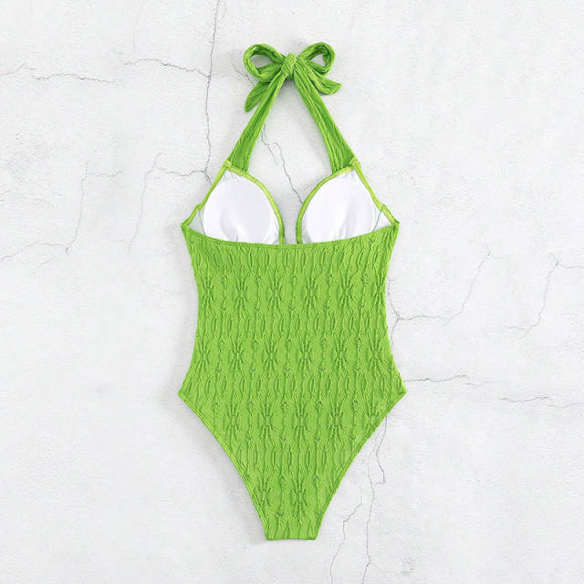 Retro One Piece Swimsuit Green Swim Wear for Women 2023 Vintage Beachwear PQXM074