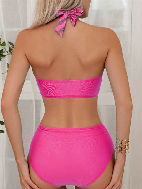 Sequin Striped Bikinis Sexy Swimming Costume High Waist Bathers Swimsuit PQ8474