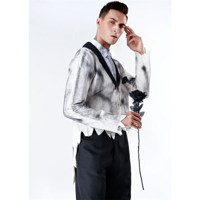 Halloween Vampire Baron Costume Evil Hell Ghost Outfits Gothic Carnival Cosplay Uniform PQ2005A