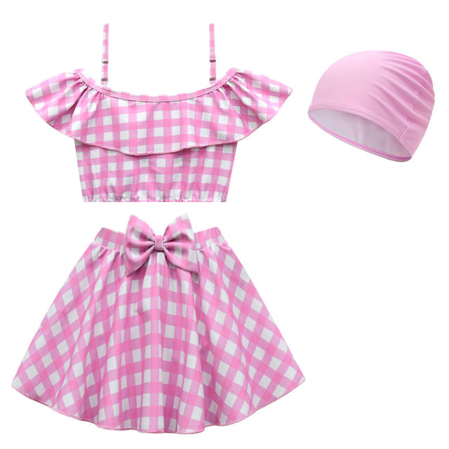 Real-life Movie Swimwear Girl Plaid Fancy Dress Cartoon Princess Costume PQ20365