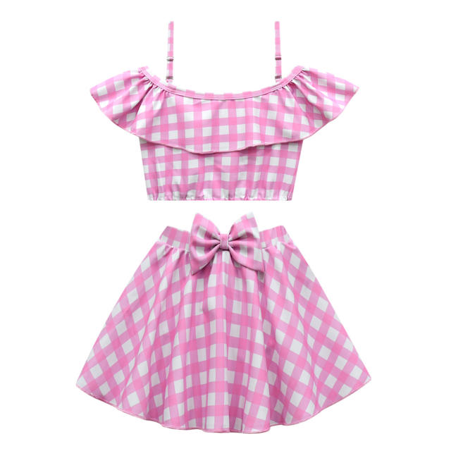 Real-life Movie Swimwear Girl Plaid Fancy Dress Cartoon Princess Costume PQ20365