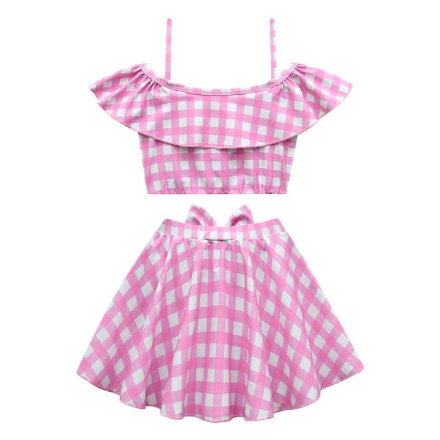 Real-life Movie Swimwear Girl Plaid Fancy Dress Cartoon Princess Costume PQ20365