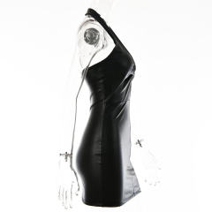 Faux Leather Dress For Woman Sexy PU Dresses Fetish Wear PQ9097
