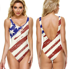 US Flag One Piece Suits America Flag Swimwear Super Size Swimsuit PQ5416D