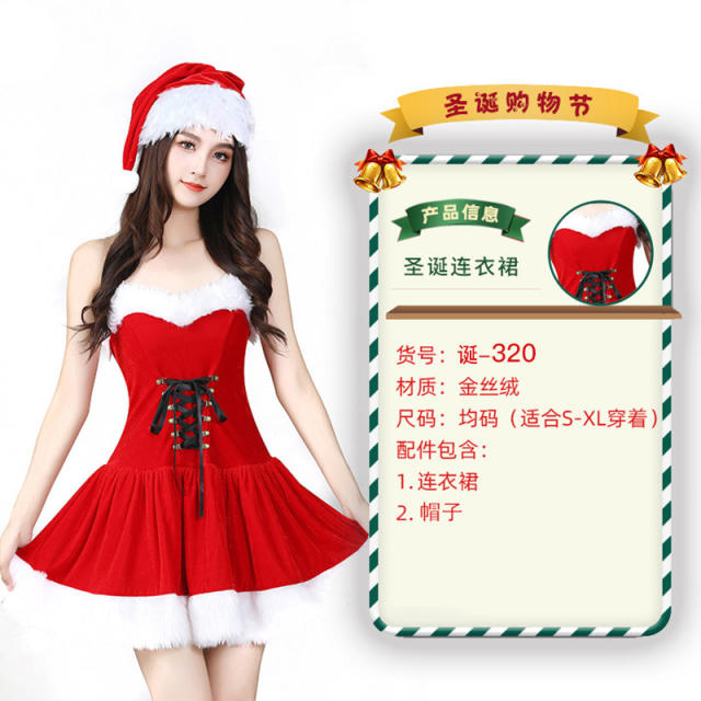Christmas Costume For Women Sexy Plush Xmas Dress PQ3243